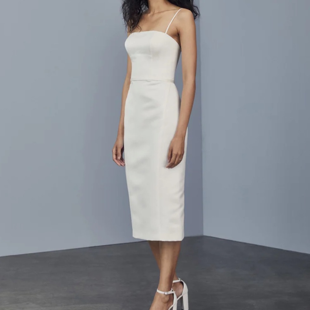 NTW Amsale Little White Satin Dress
